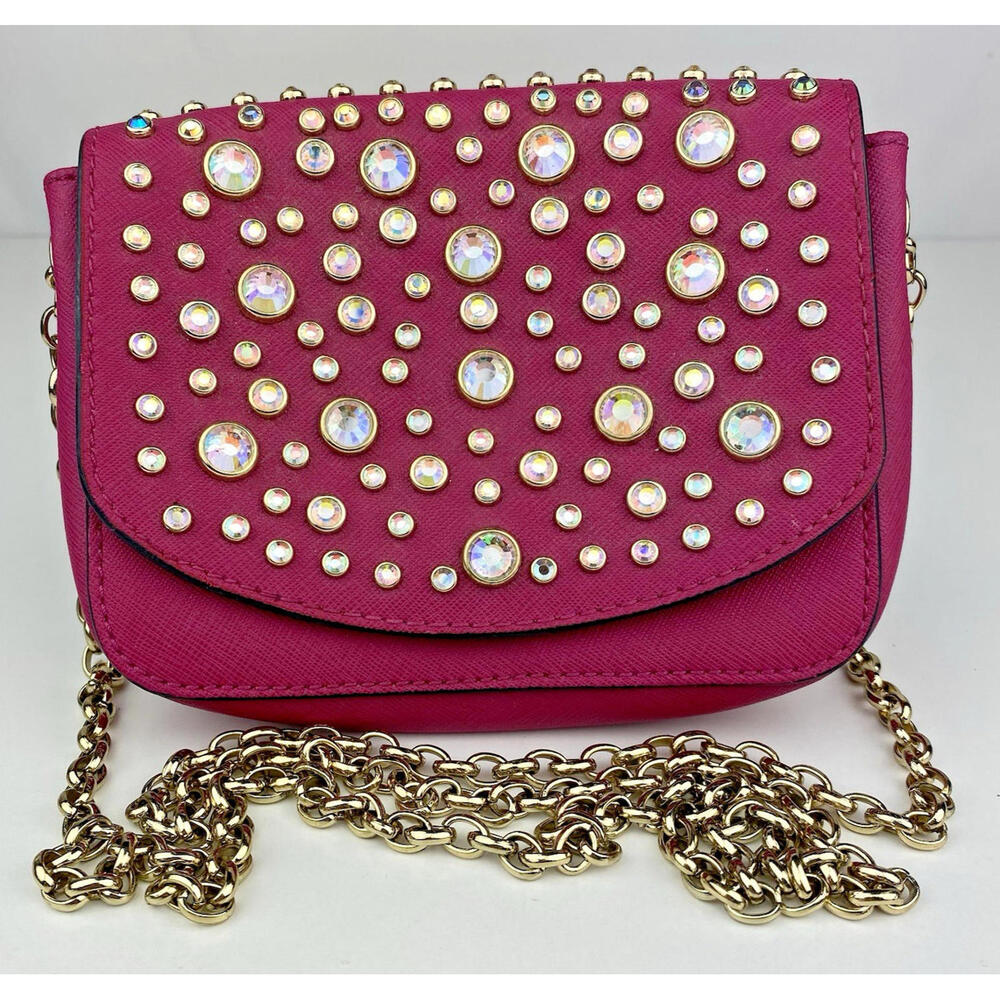 Juicy Couture Y2K Clutch Bag Chain 2 Way Shoulder Crossbody Bijoux Pink Bling